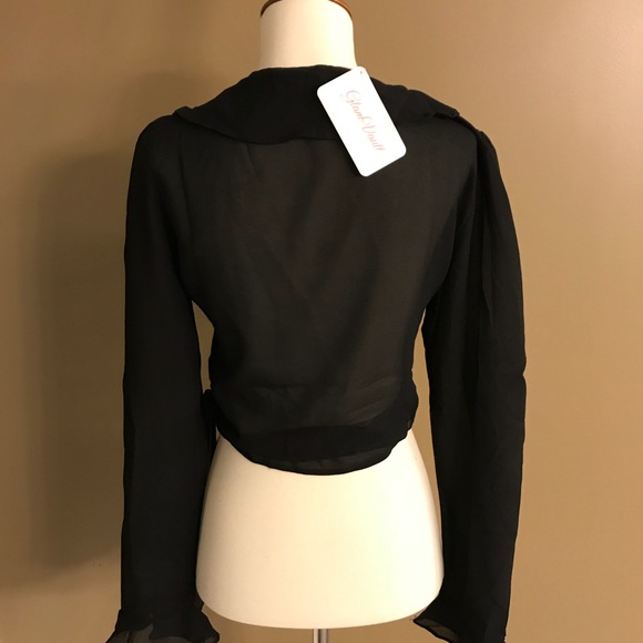 Black Ruffle Wrap Top - Picture 3 of 3